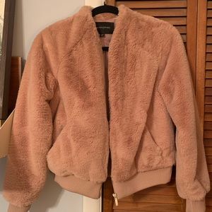 Banana Republic rose gold furry fun jacket